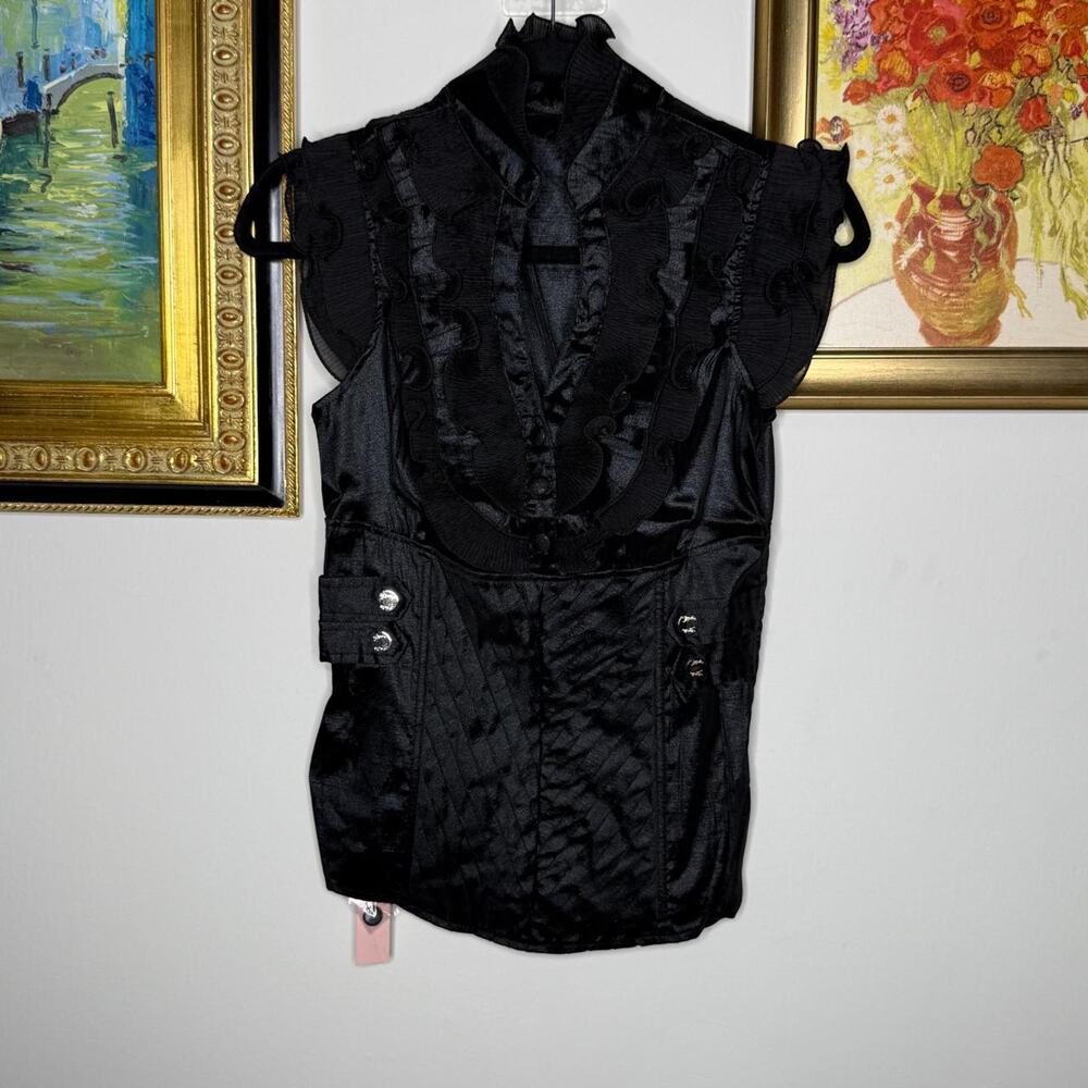 Black Ruffled Top L - Picture 3 of 5